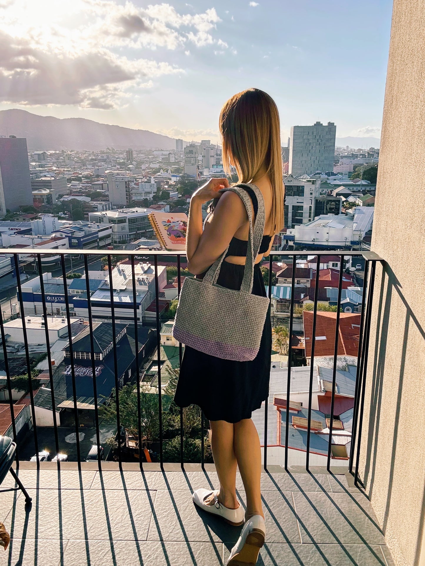 Bolso Tejido de Hombro -  Lavender Glow